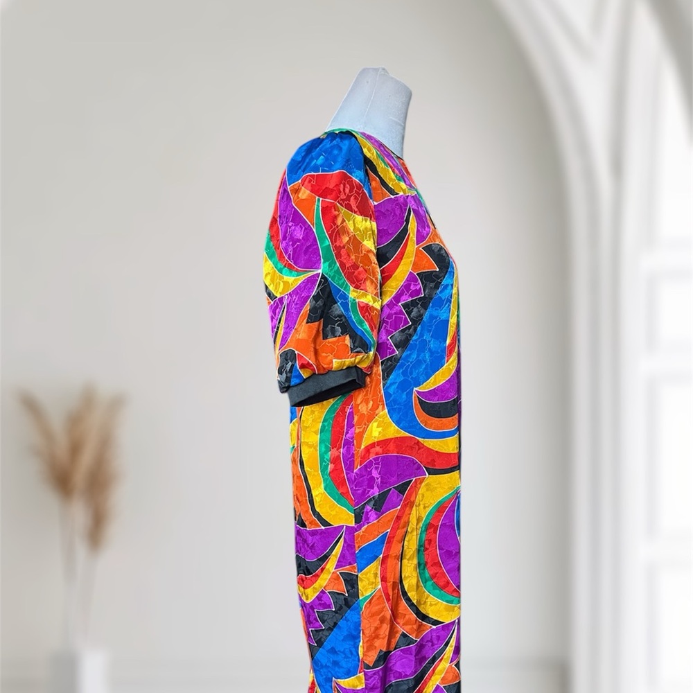 Vintage Toni Petite 8P Geometric Abstract Sheath Dress 80s 90s Retro - Picture 4 of 8